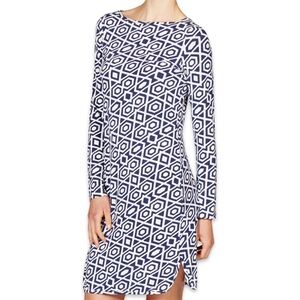 Mott 50 Navy Diamond Toni Boatneck Dress Size Medium